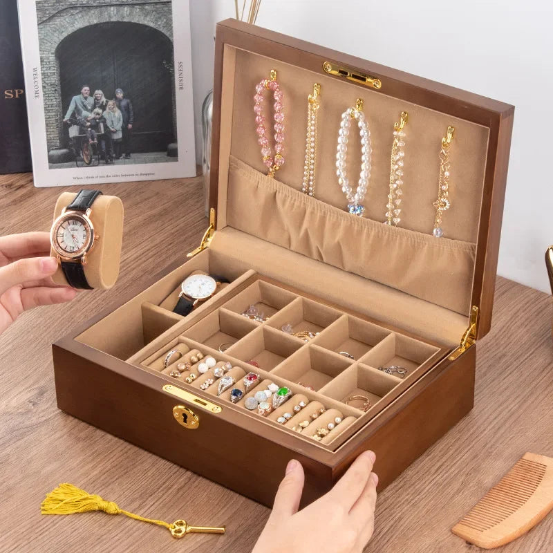 Boite Bijoux Bois Velours Compartiments
