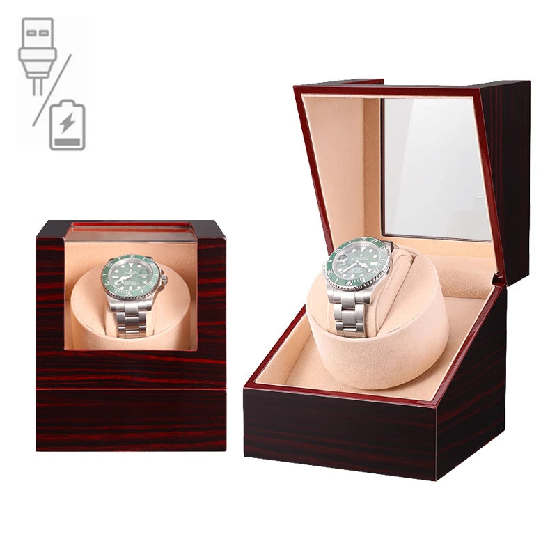 Remontoir Montre Bois Batterie Verre Vitrine