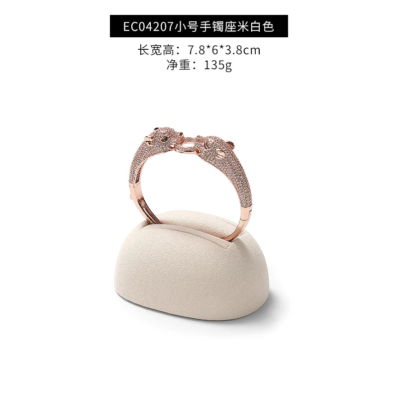Présentoir Métal Microfibre Beige Collier Bague Boucle Fenêtre