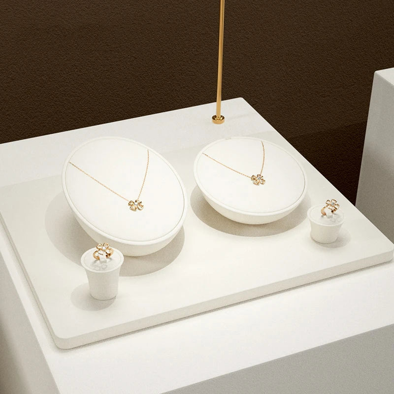 Présentoir Bijoux Velours Beige Boutique
