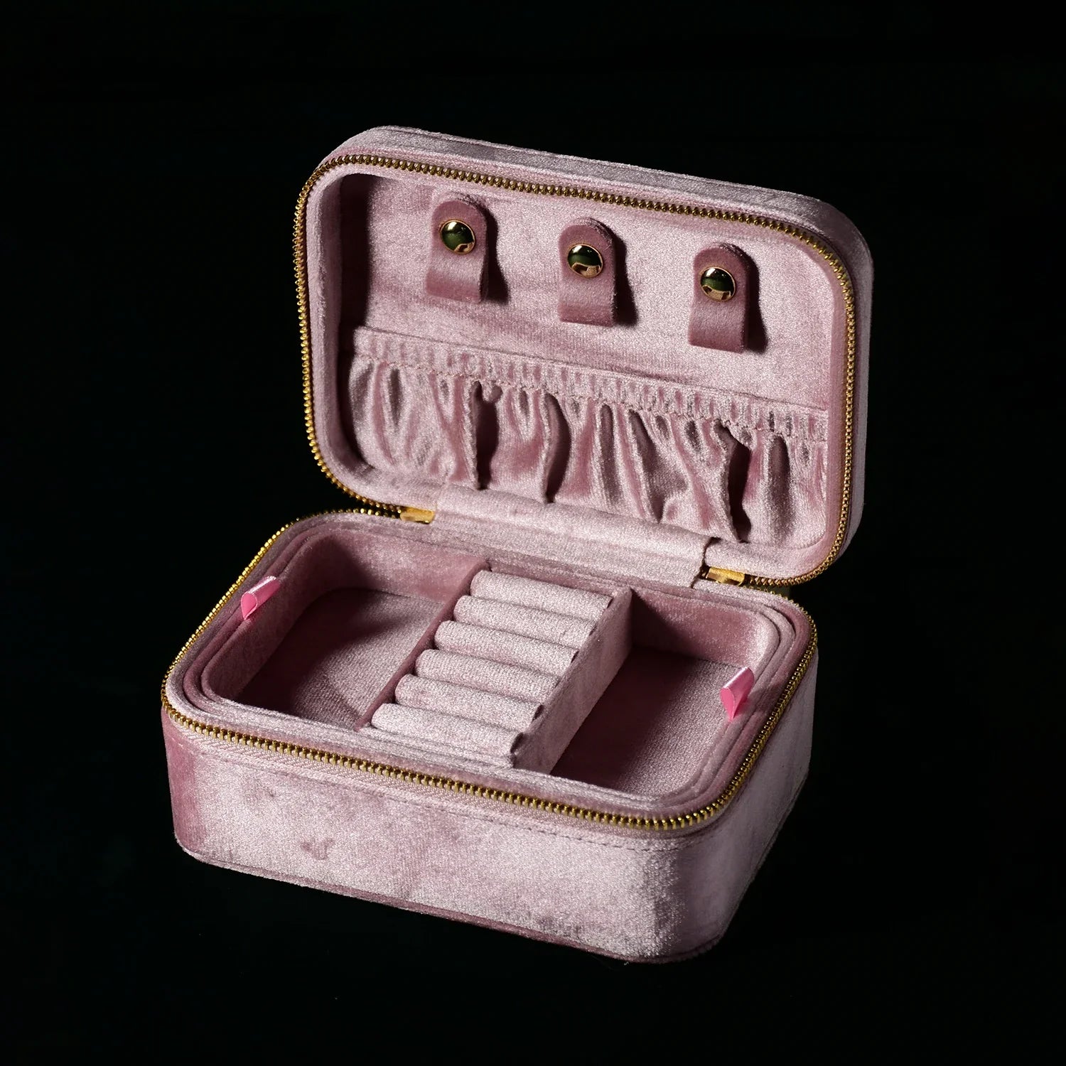 Boîte à Bijoux Velours Zip Portable Femme