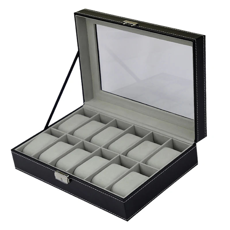 Boite Montre Cuir Verre Multi Emplacements