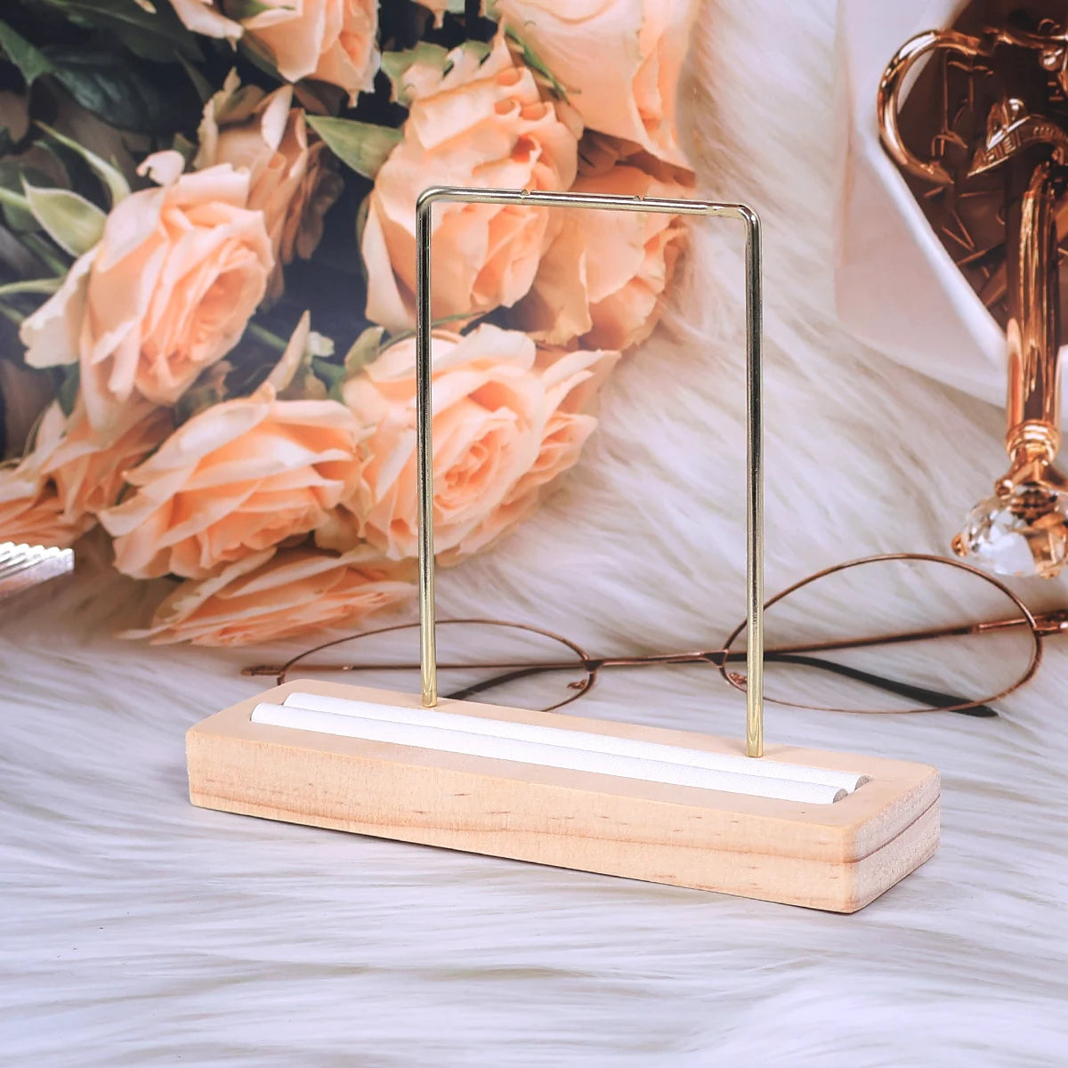 Présentoir Collier Bois Massif Blanc Vitrine