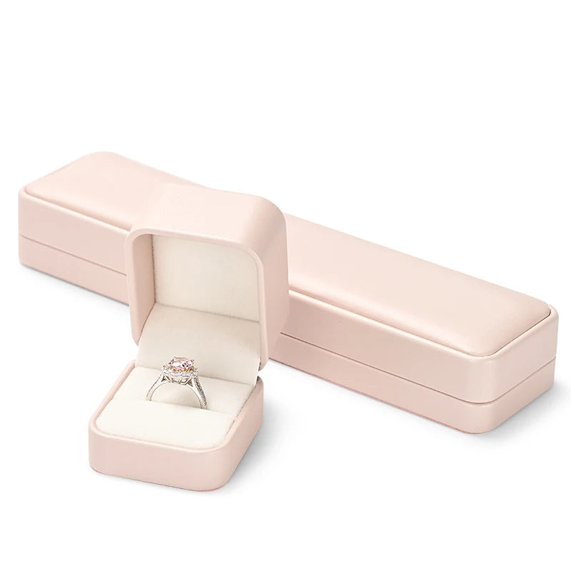 Boite Bijoux Cuir Rose Coffret Bague Collier
