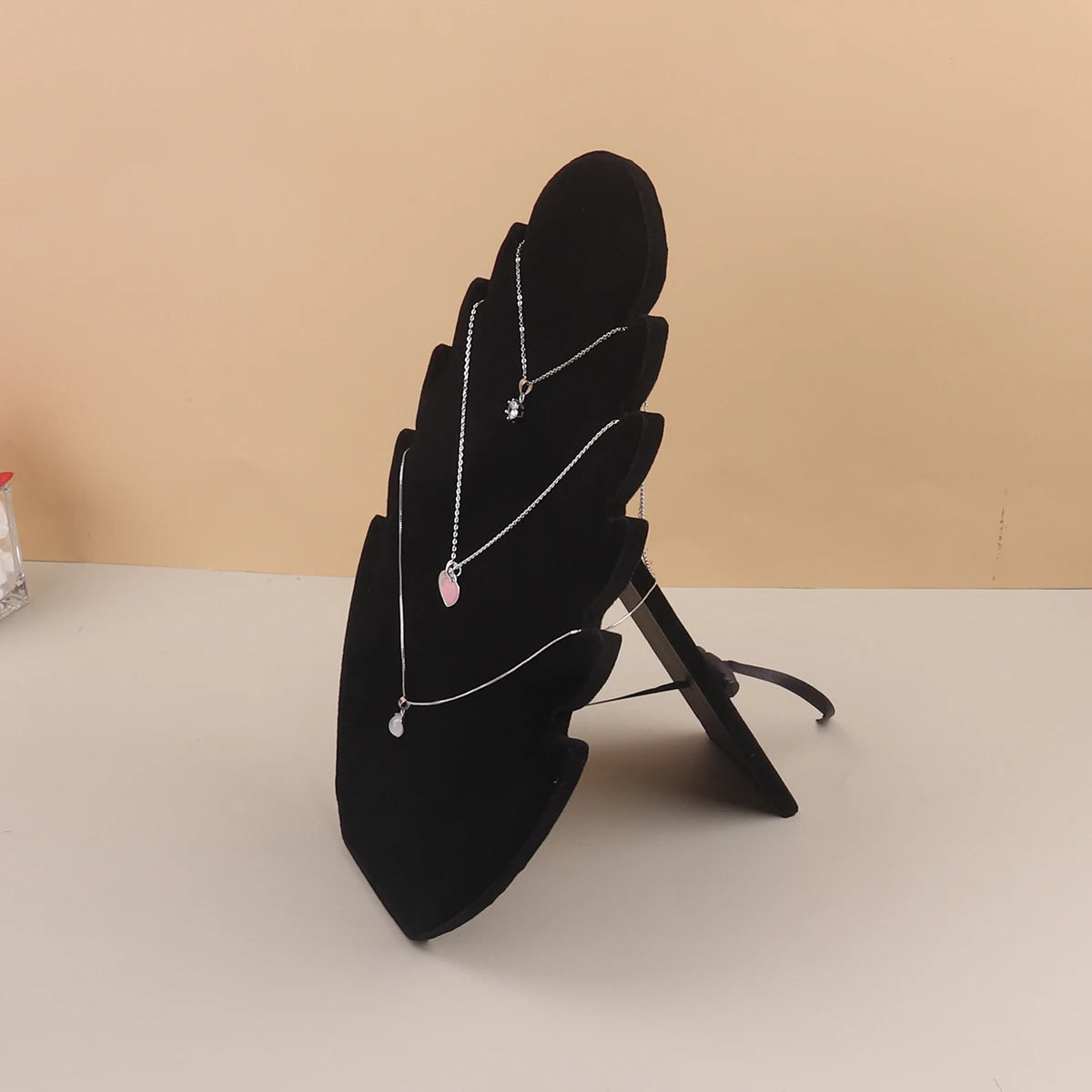 Présentoir Collier Velours Feuille Plat