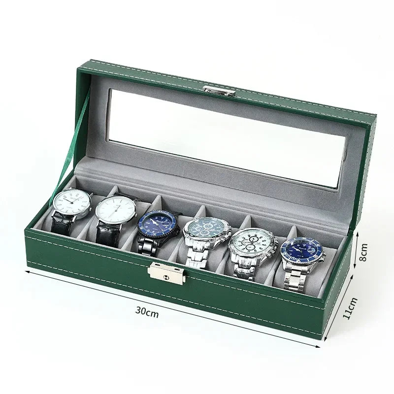 Coffret Montres Cuir Vitrine Verre 12 Emplacements