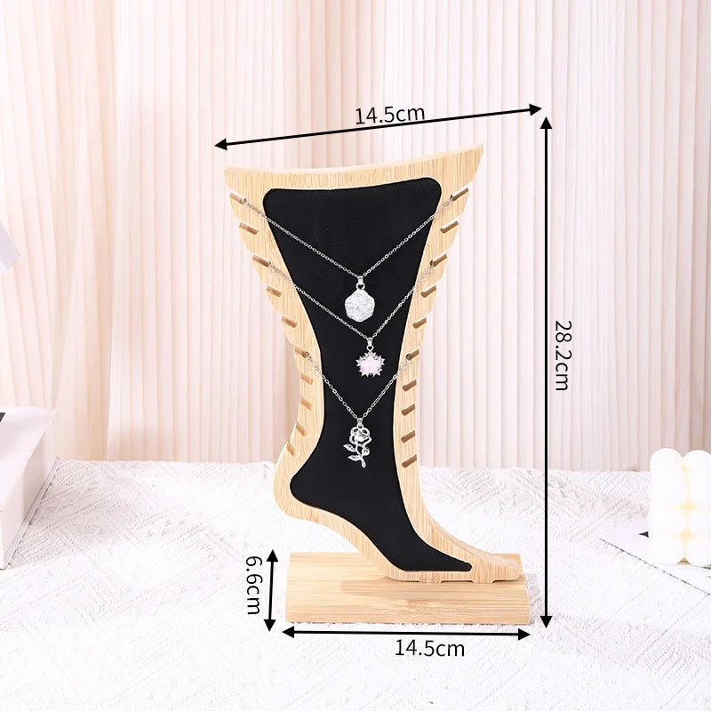 Présentoir bracelet cheville bois clair vertical