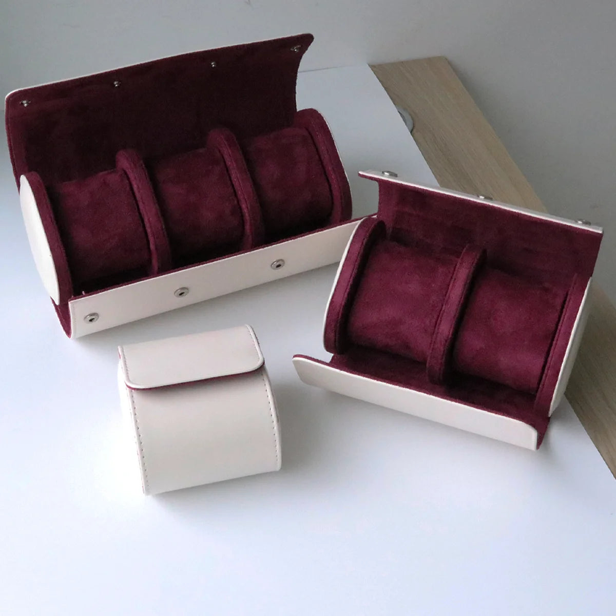 Boîte Montre Cuir Vintage Voyage Rouleau
