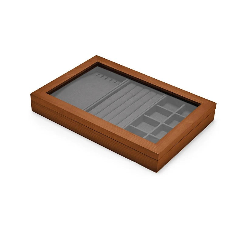 Boîte Bijoux Bois Massif Gris Rangement
