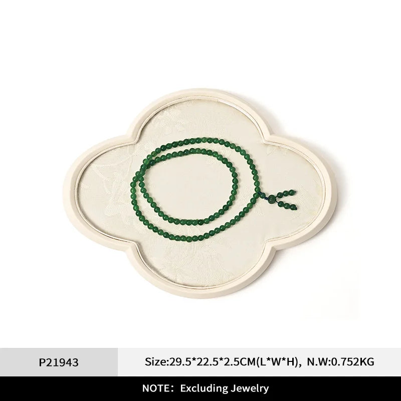 Plateau Bijoux Velours Beige Style Chinois