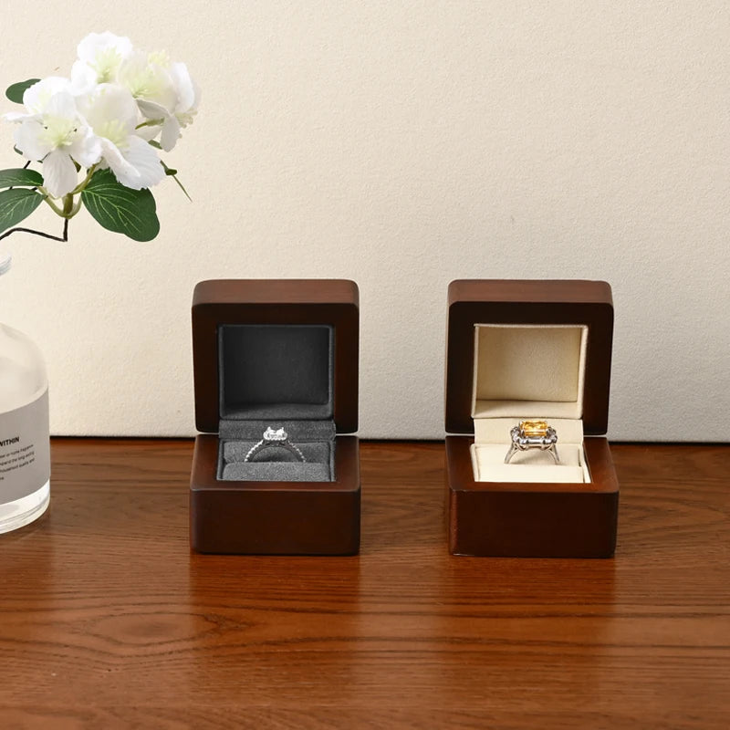Boîte Bague Bois Mariage Fiançailles Organisatrice