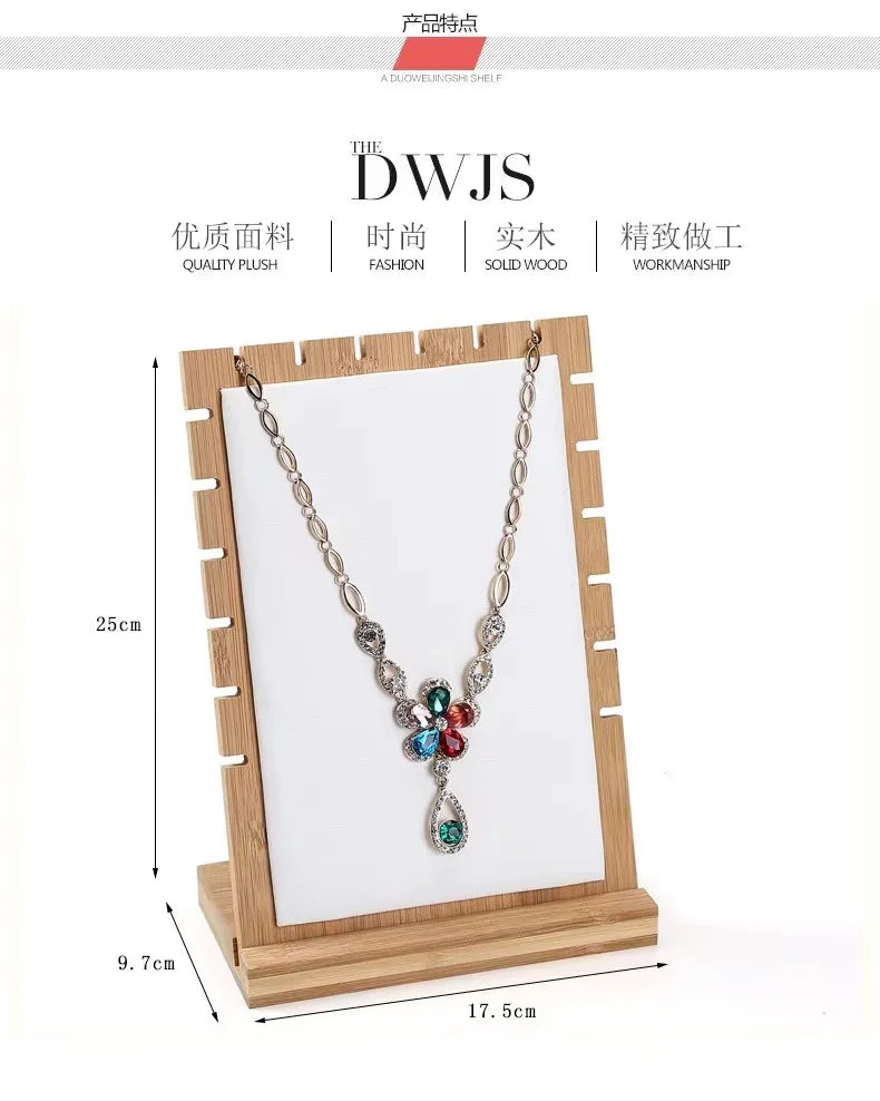 Présentoir Collier Bois Simili Cuir Plat