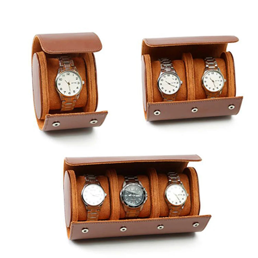 Boîte Montre Cuir Vintage Voyage Rouleau