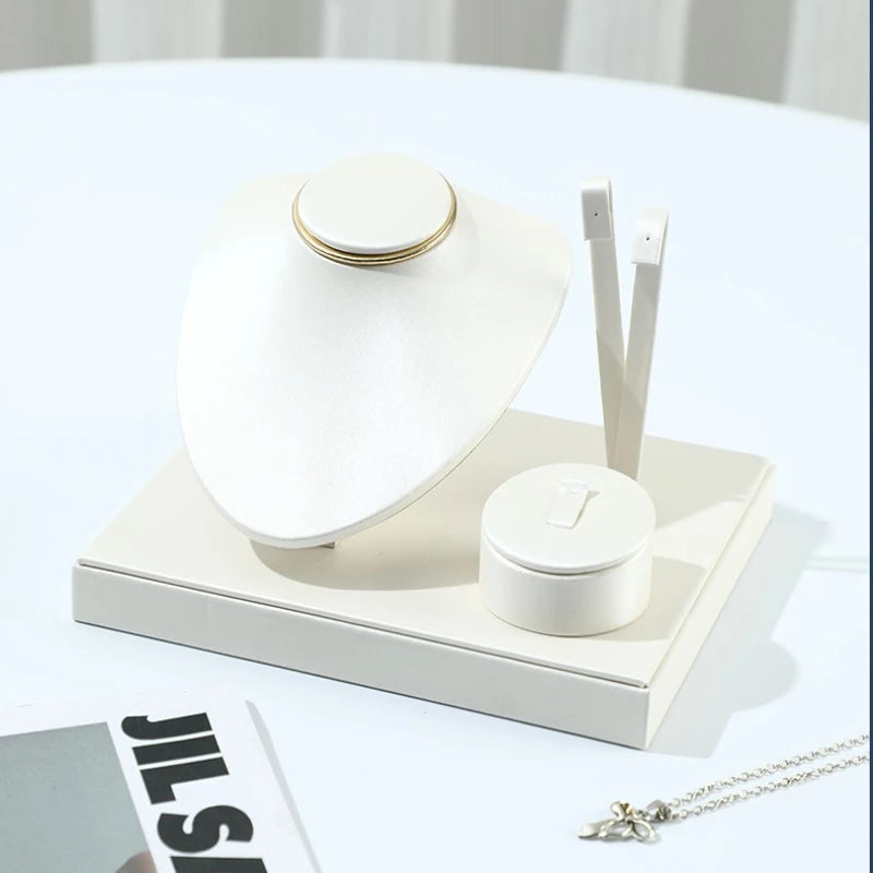 Présentoir Bijoux Cuir Bois Comptoir
