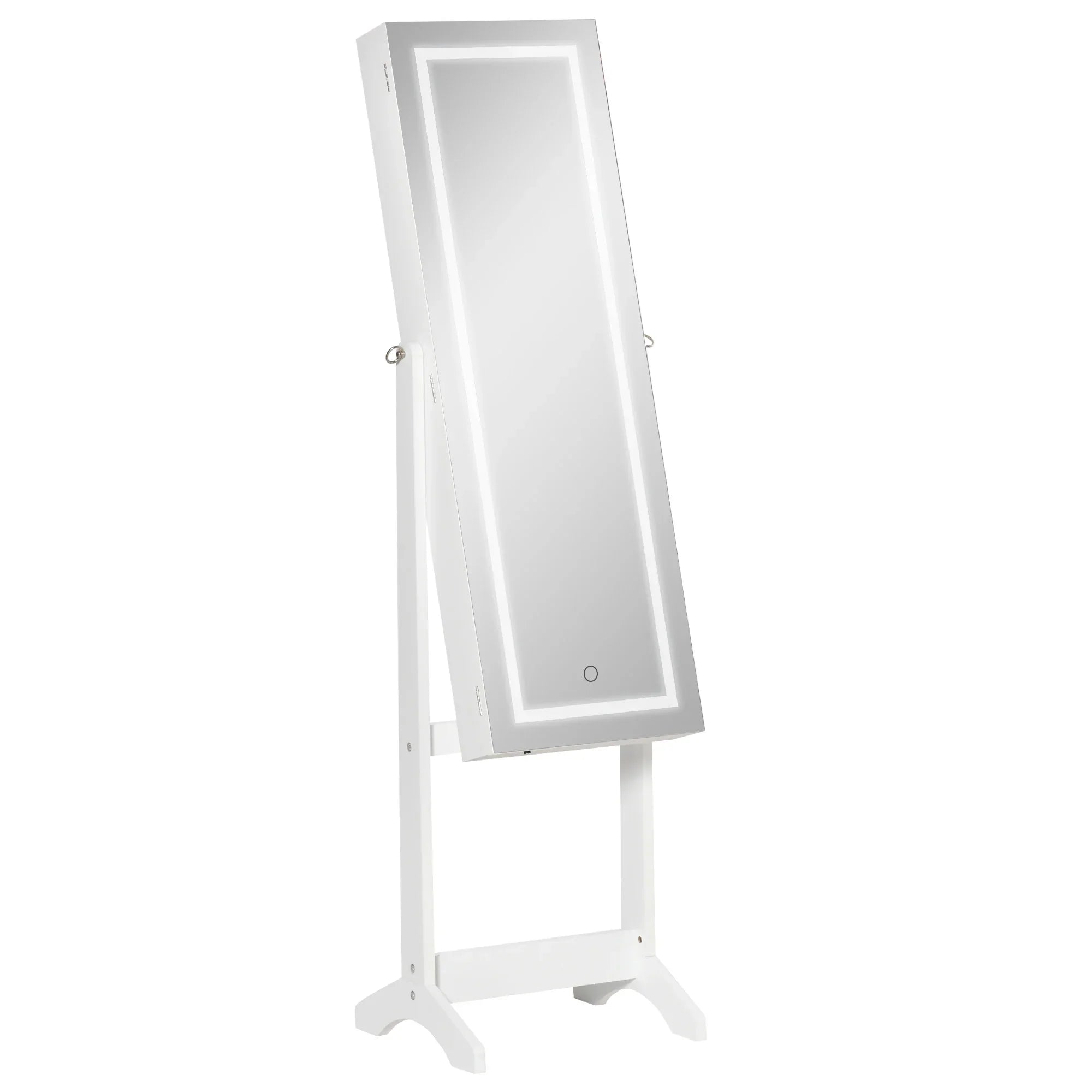 Boîte à Bijoux Bois Armoire LED Miroir Inclinable