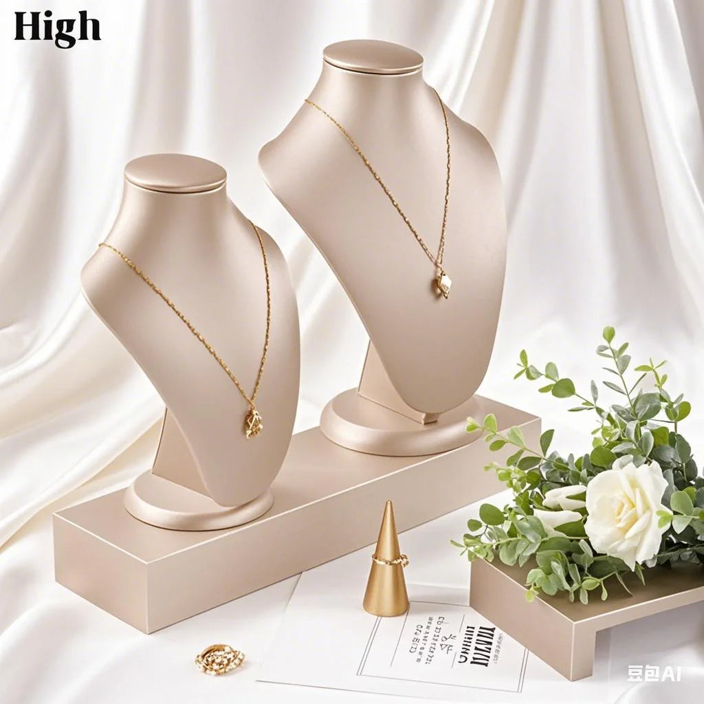 Présentoir Bijoux Cuir Blanc Comptoir Boutique