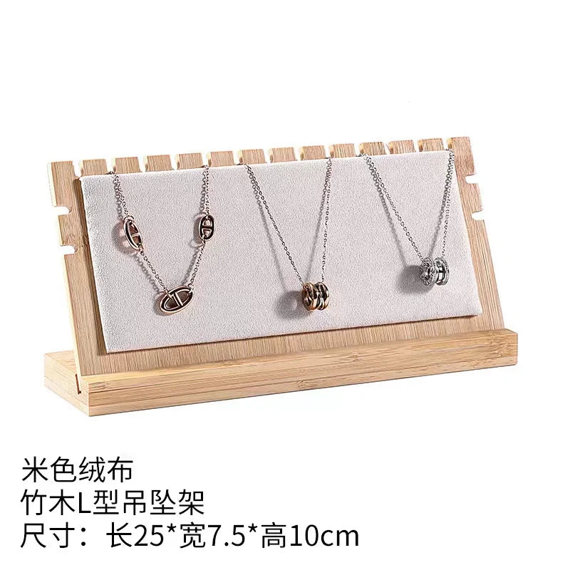 Présentoir Collier Bois Simili Cuir Plat