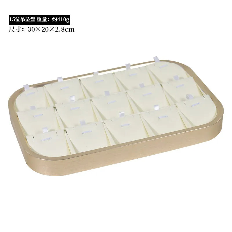 Plateau Bijoux Velours Beige Métal Doré