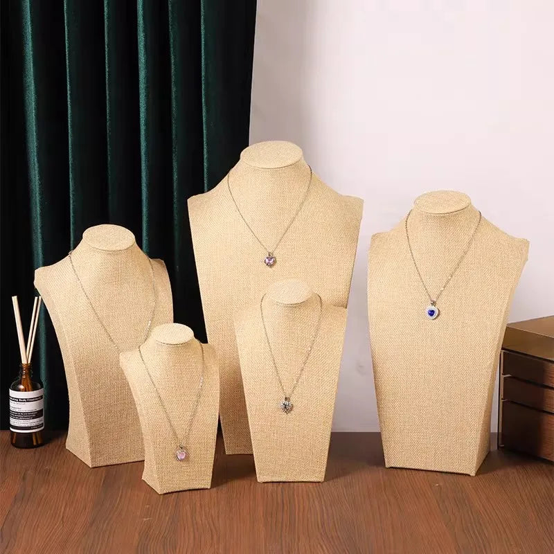 Présentoir Collier Coton Lin Beige