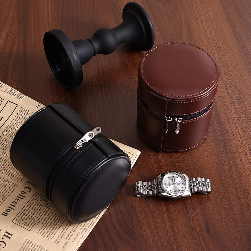 Étui Montre Cuir Voyage Zippé Compact