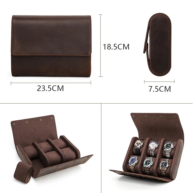 Etui Montre Simili Cuir 6 Places Voyage Velours