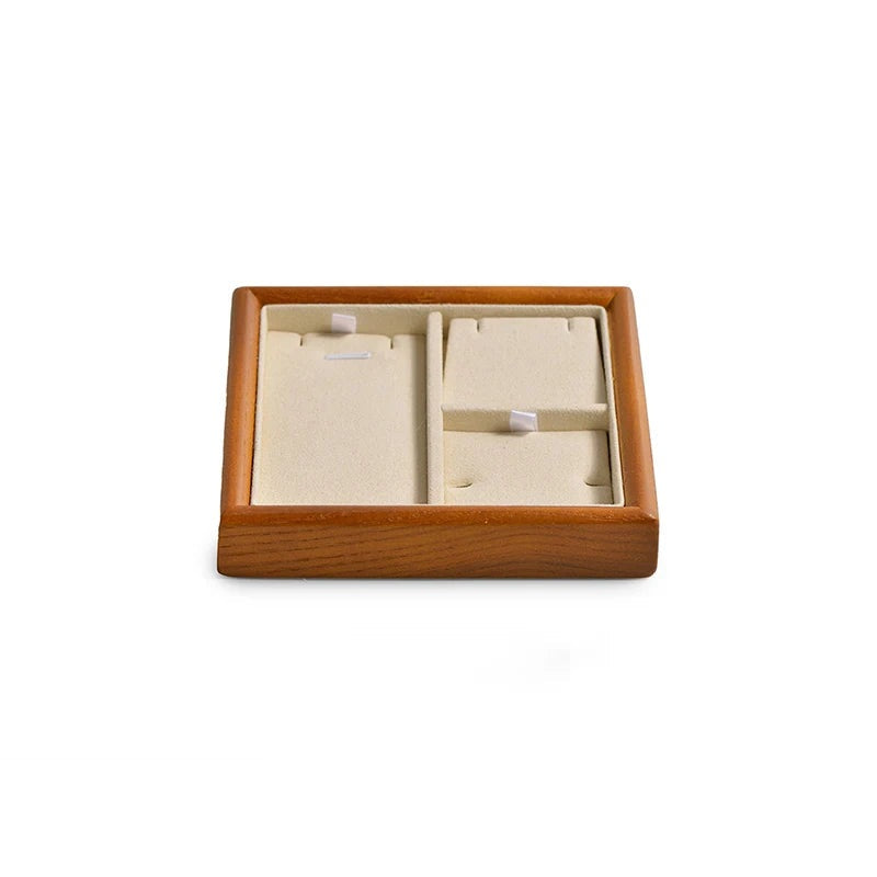 Plateau Bijoux Bois Massif Tiroir Rangement – modèle Plateau Parure Beige