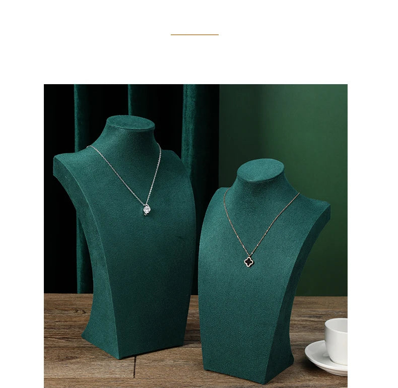 Présentoir Collier Buste Velours Vert Émeraude