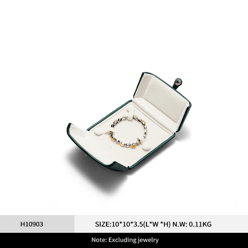 Boîte Bijoux Cuir Vert Mariage Premium