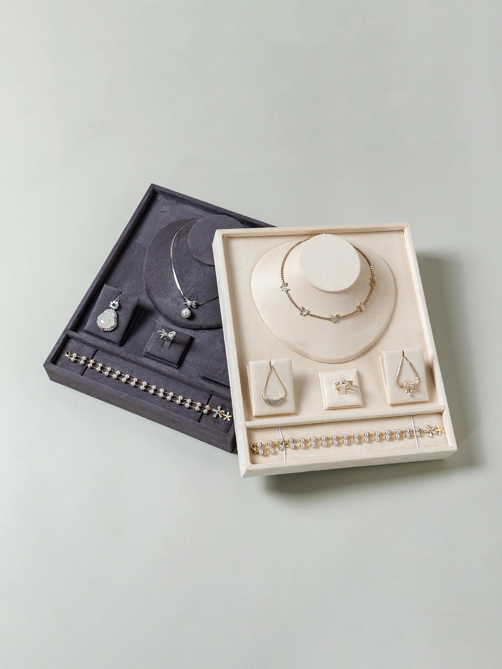 Plateau Bijoux Velours Compartiments Premium