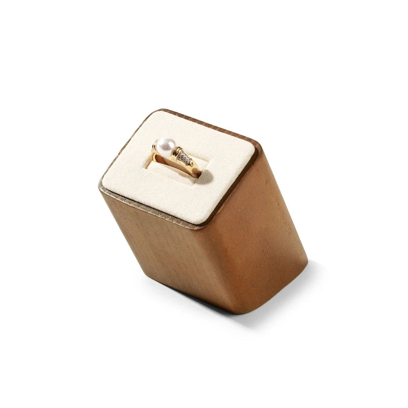 Présentoir Bague Bois Cuir Vitrine Trio