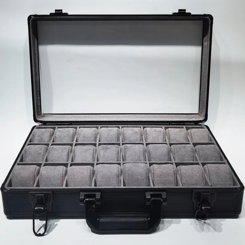 Boîte Montres Aluminium 24 Emplacements Velours