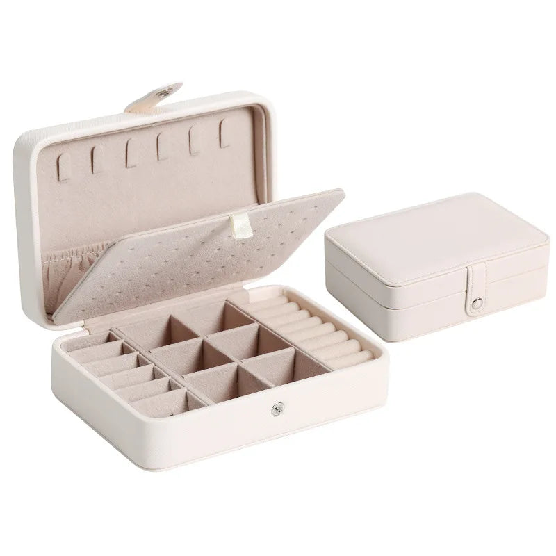 Boîte Bijoux Cuir Simili Double Étage Compact