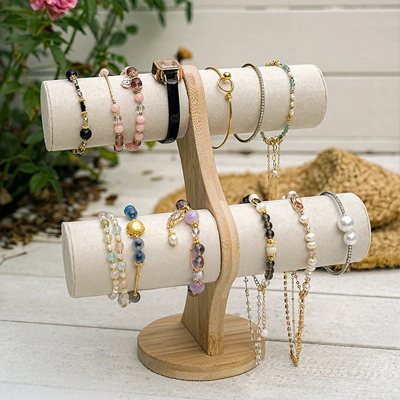 Présentoir Bracelet Bois Double Étage Montre