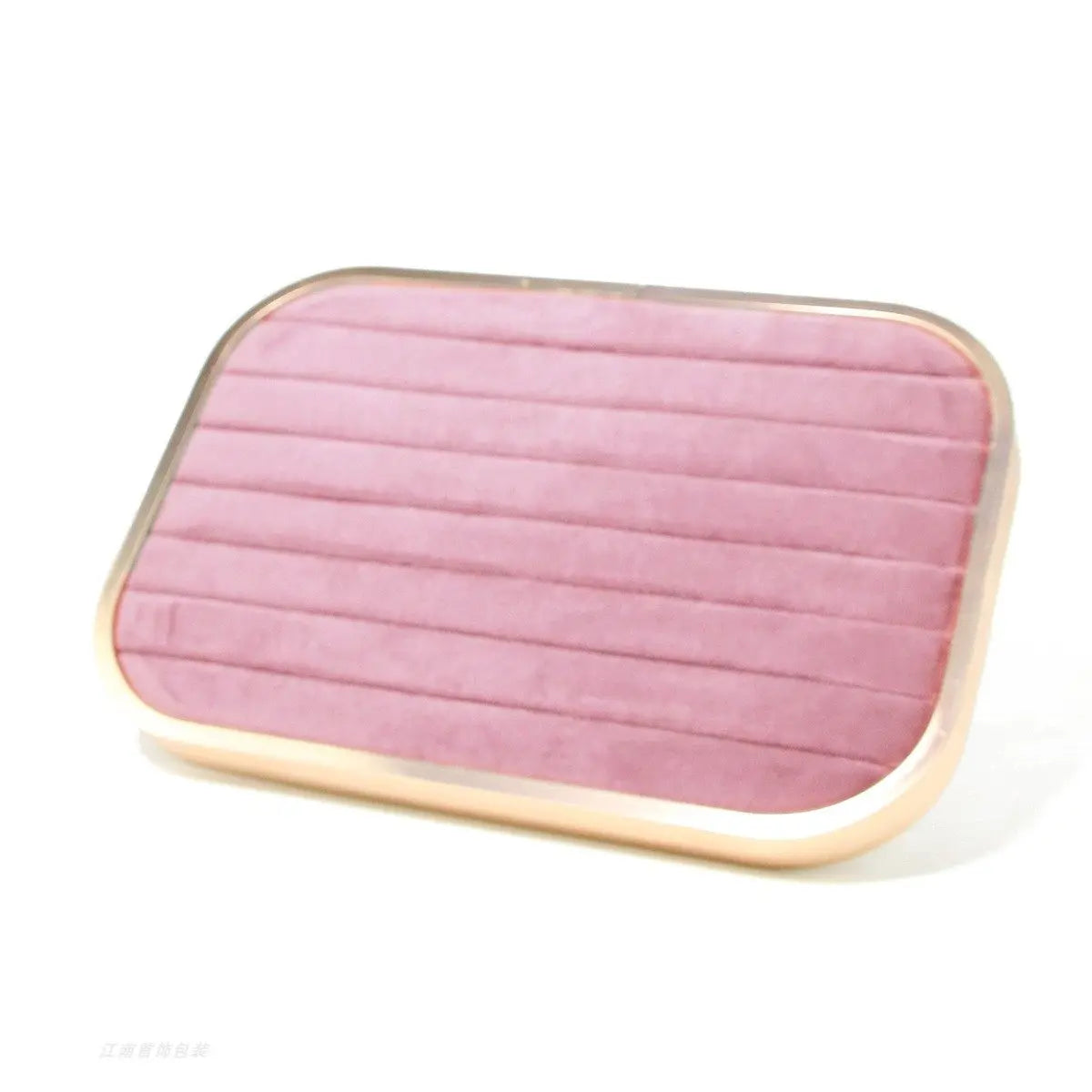 Plateau Bijoux Velours Rose Métal Multifonction