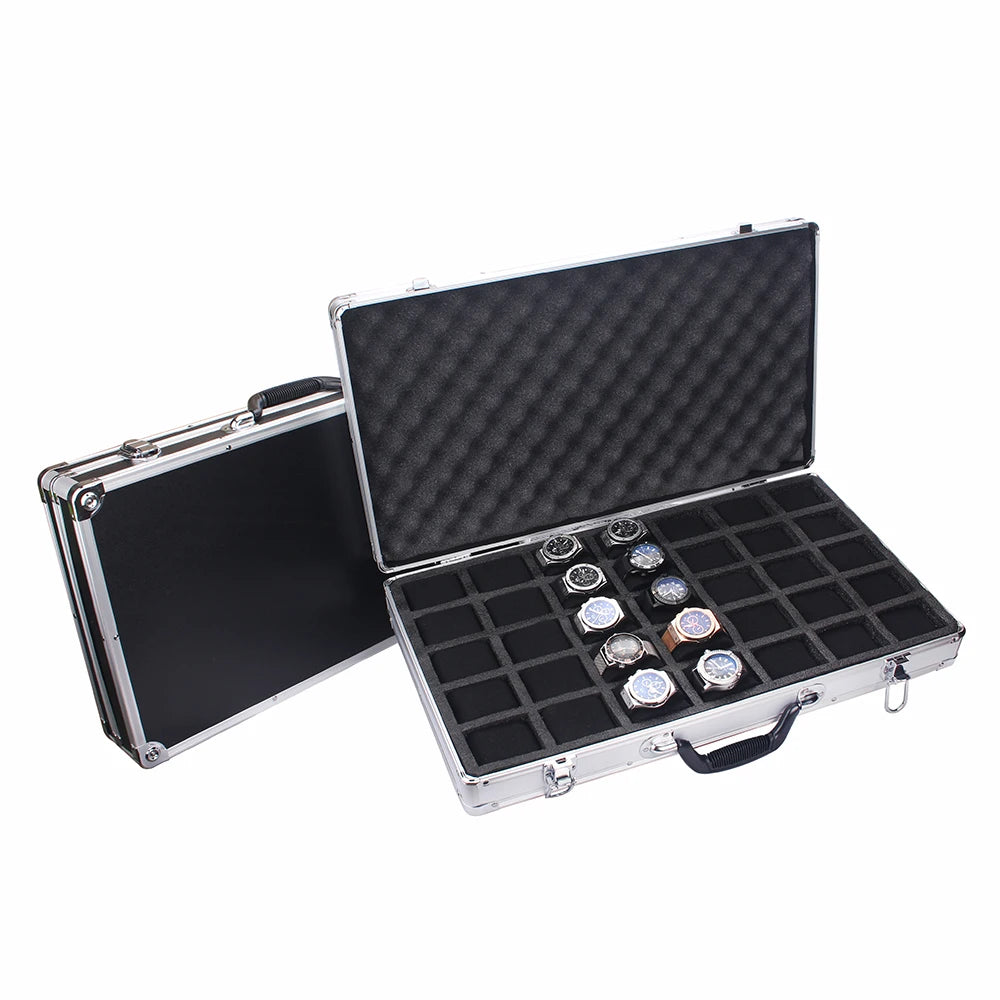 Mallette Montre Aluminium 35 Compartiments Voyage