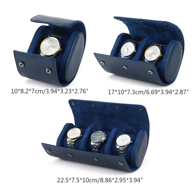 Etui Montre Cuir Bleu Voyage Homme