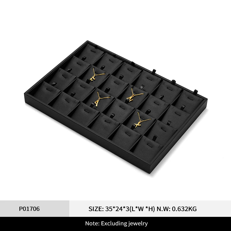 Plateau Bijoux Cuir Noir Présentoir Multifonction
