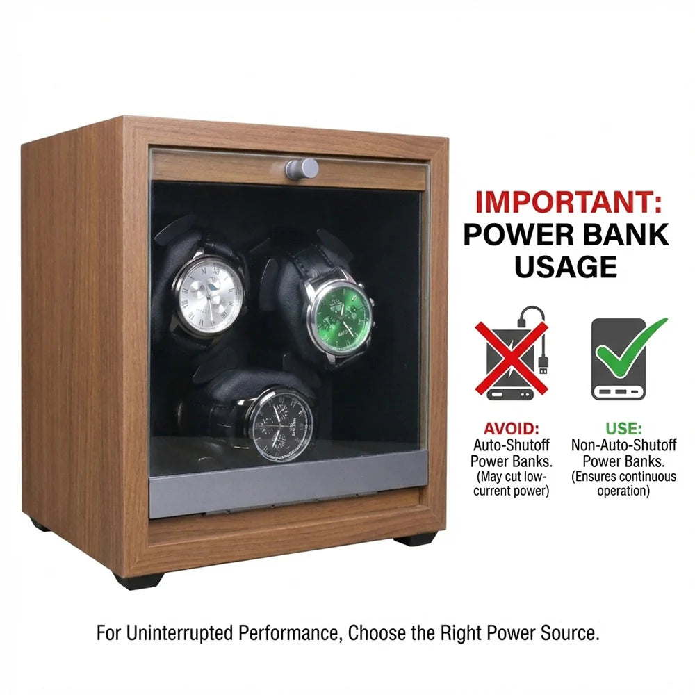 Remontoir Montre Automatique Bois Noyer LED