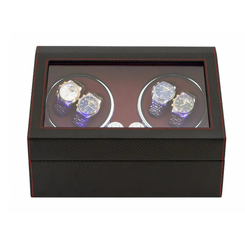 Remontoir Montre Bois Noir Brillant 10 Emplacements