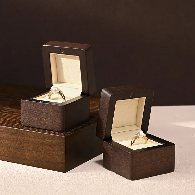 Boîte Bague Bois Mariage Fiançailles Cadeau