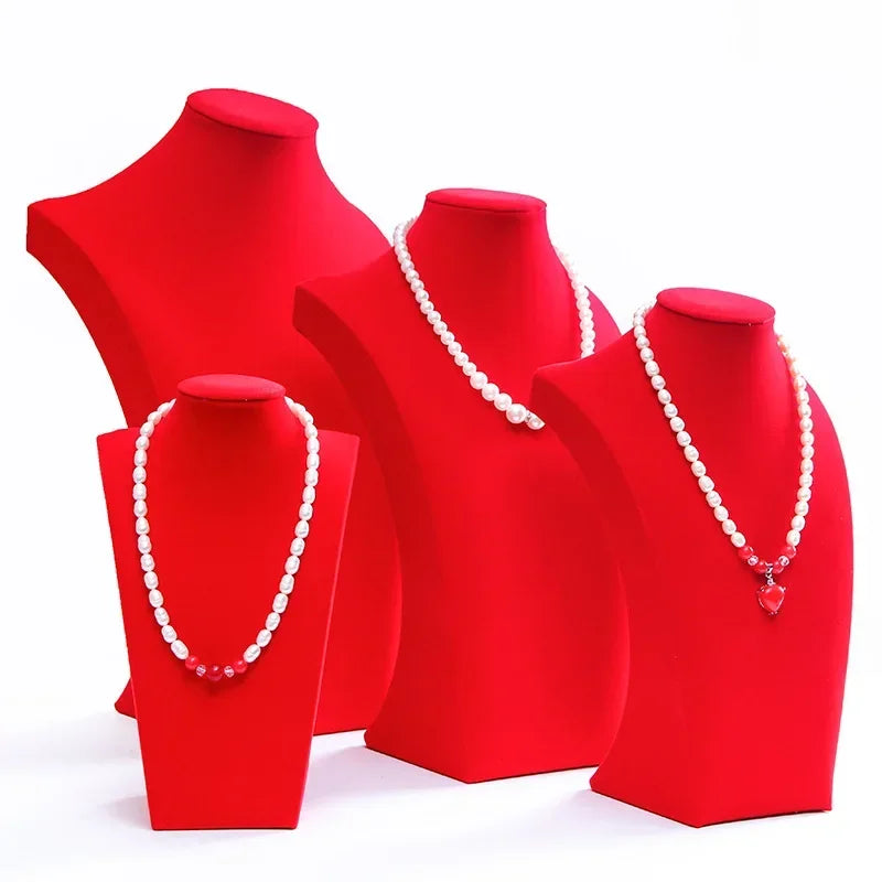 Buste Mannequin Collier Velours Pendentif Vitrine