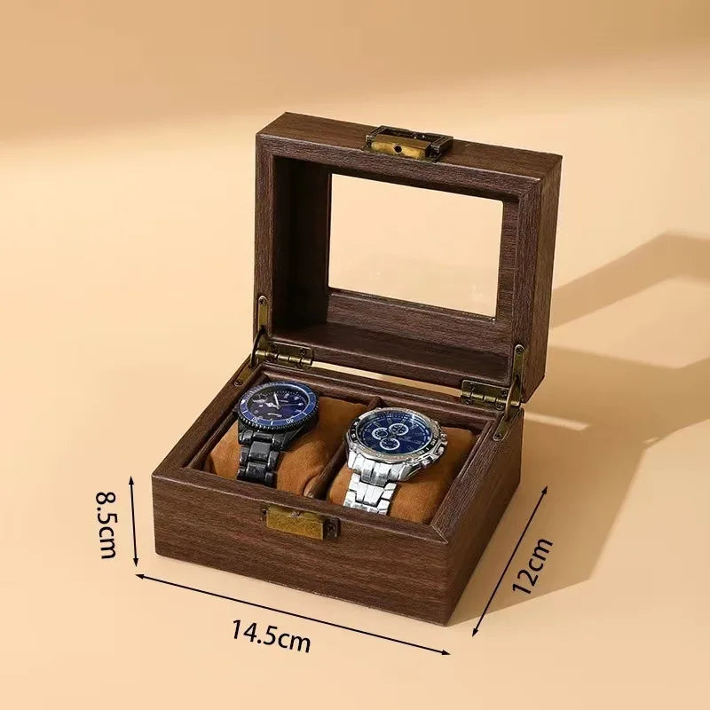 Présentoir Montre Cuir Coffre Double Rangement