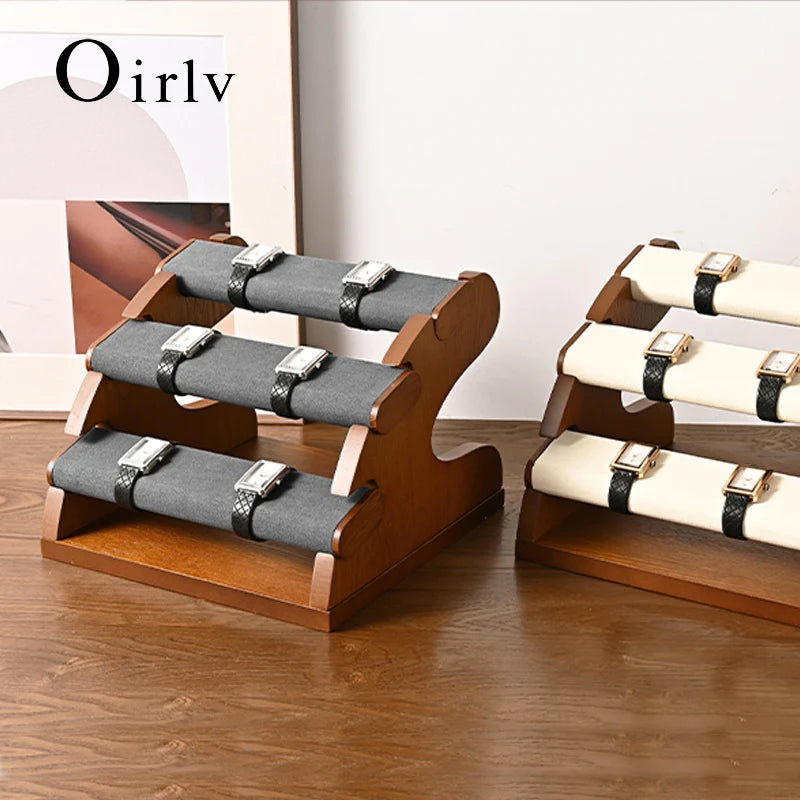 Présentoir Montre Bois 3 Couches Grande Capacité