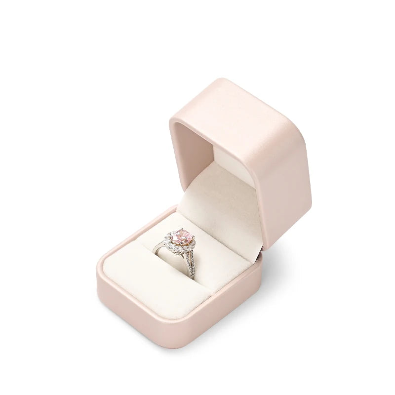 Boite Bijoux Cuir Rose Coffret Bague Collier