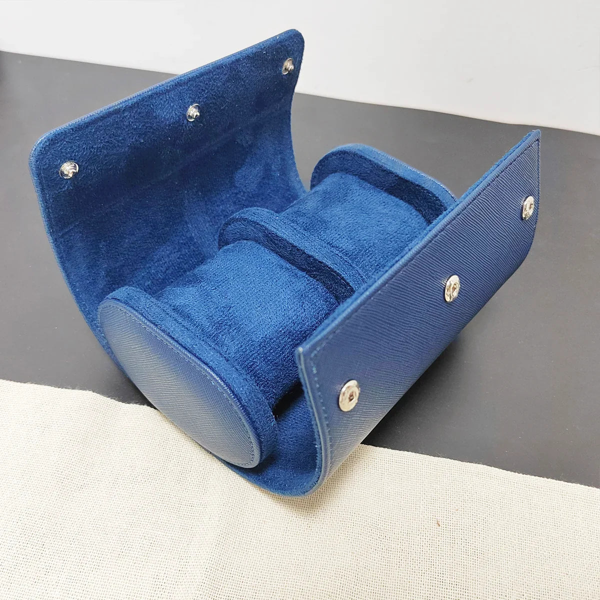 Etui Montre Cuir Bleu 2-3 Places Voyage