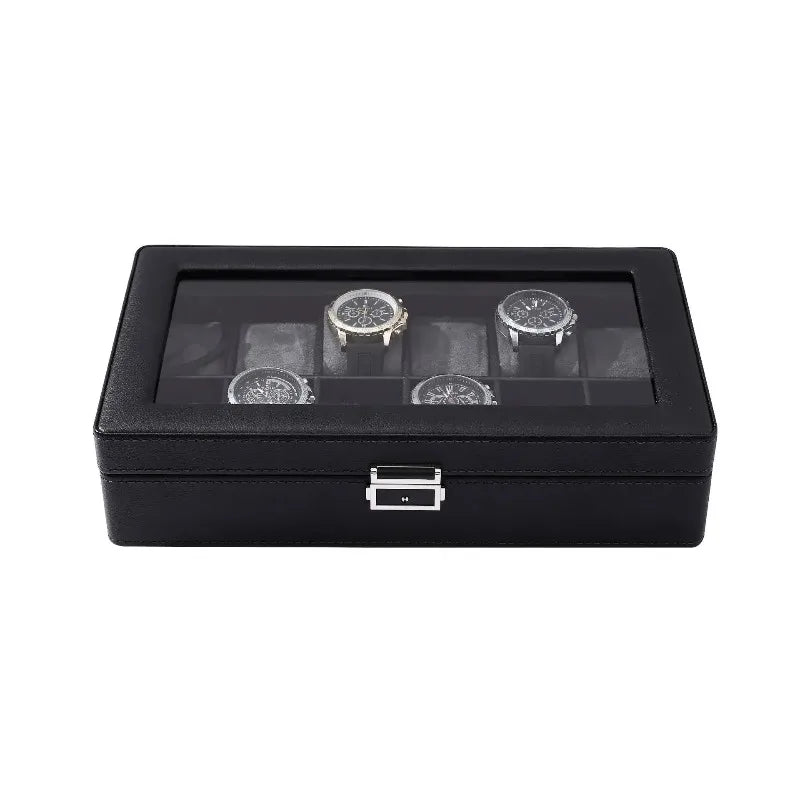 Boîte Montres Cuir Litchi Vitrine Multi-Capacité