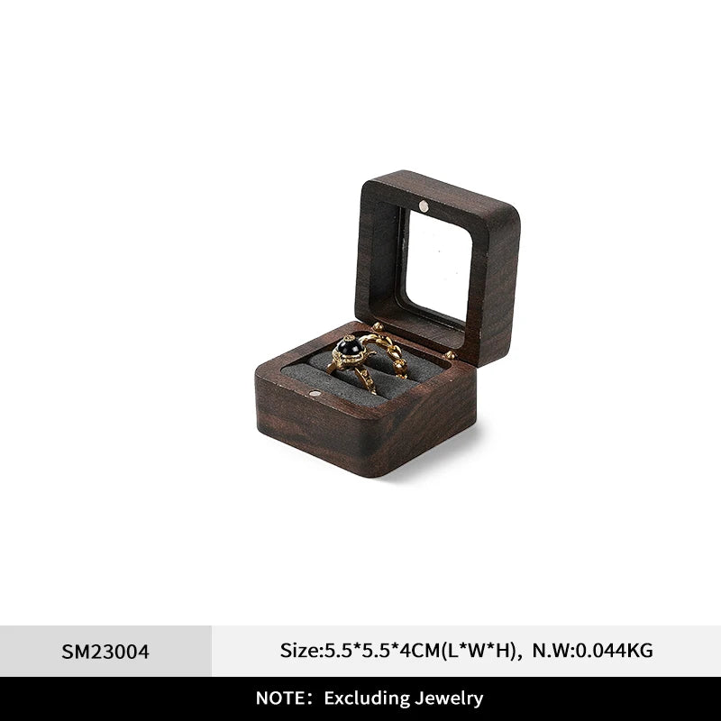 Boîte Bague Bois Fiançailles Cadeau Premium