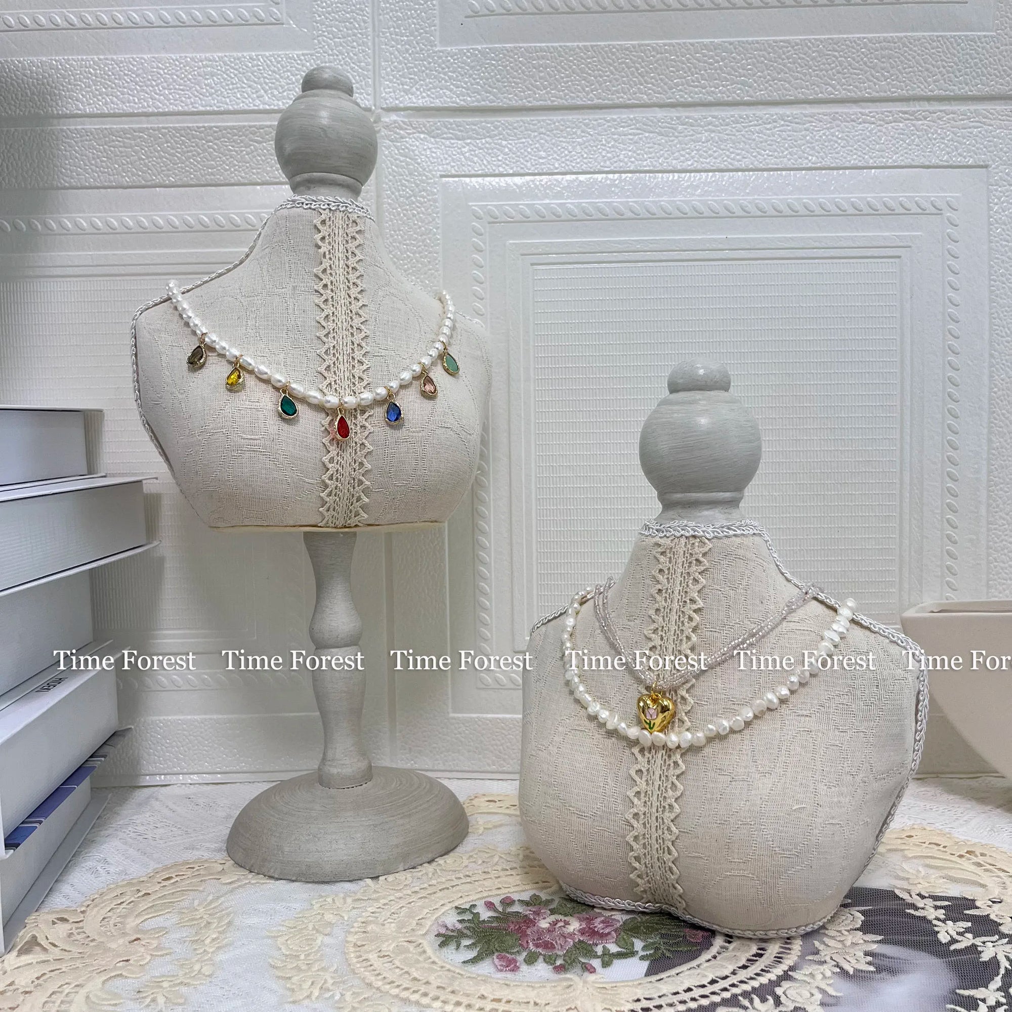 Buste Collier Mannequin Gris Vitrine Boutique