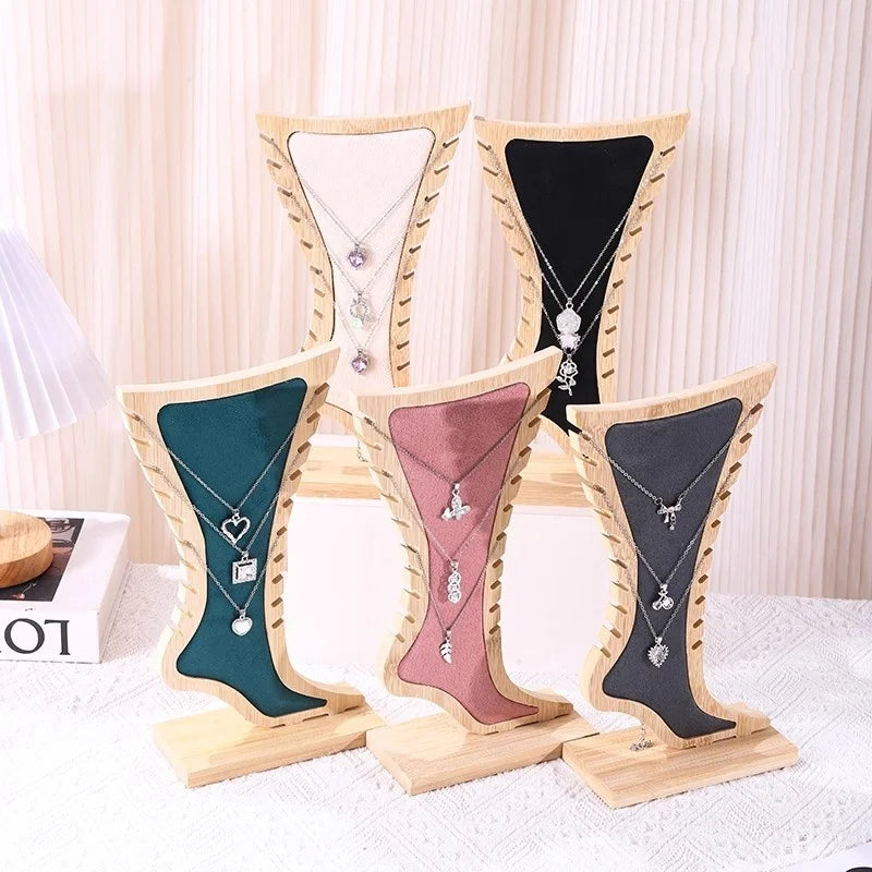 Présentoir bracelet cheville bois clair vertical