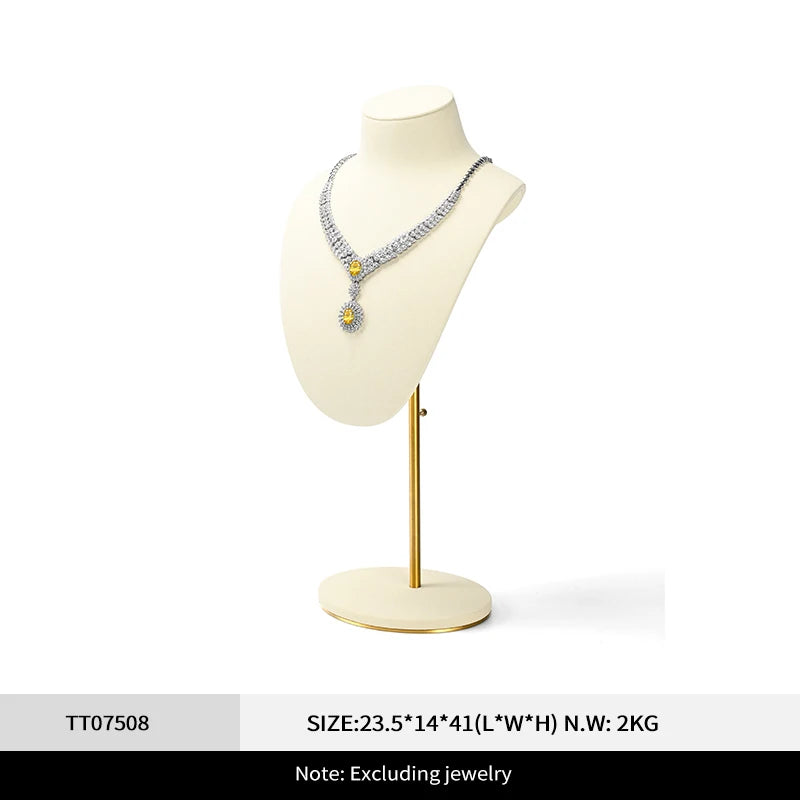 Buste Collier Bague Beige Vitrine Magasin